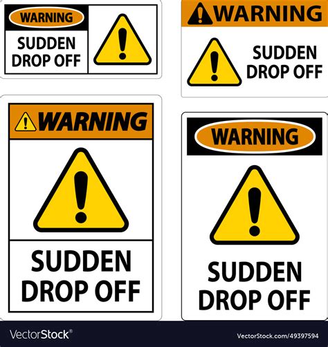 Warning Sign Sudden Drop Off Royalty Free Vector Image