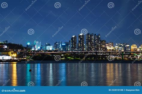 Night View of the Han River in Seoul Stock Photo - Image of metropolis ...