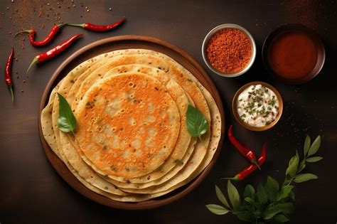 Premium Photo High Angle View Of Dosa In Plate On Table