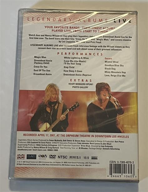 Heart Dreamboat Annie Live DVD Brand New Sealed 826663106053 EBay