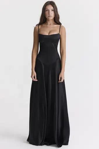 House Of CB Anabella Black Lace Up Maxi Dress Size XS Au 6 The Volte