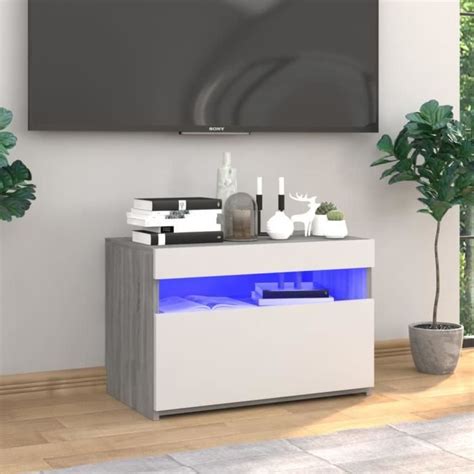 ESTINK Meuble TV avec lumières LED Sonoma gris 60x35x40 cm 111680