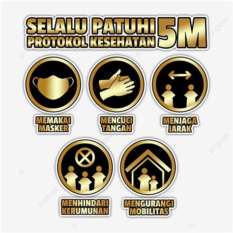 Gambar Protokol Kesehatan M Dengan Warna Emas Dan Hitam Protokol M