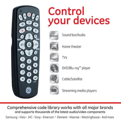 GE GE 4-Device Universal Remote Control, Black in the Universal Remotes ...