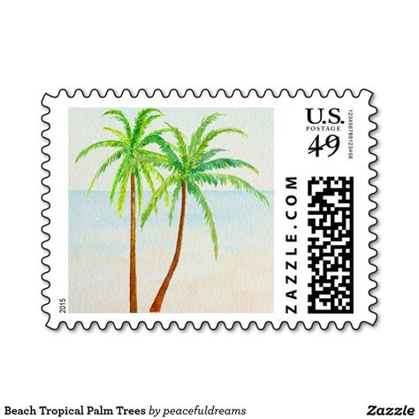 Beach Tropical Palm Trees Postage Stamp Stamp Postage Stamps Palm Trees