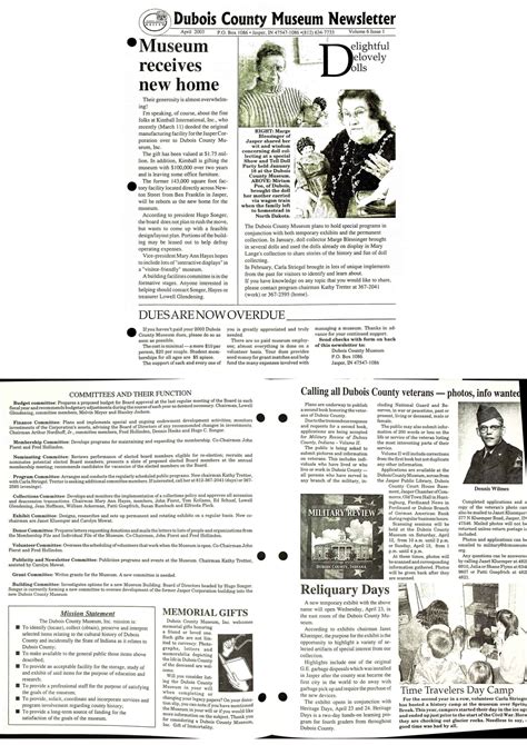 Newsletters - Dubois County Museum