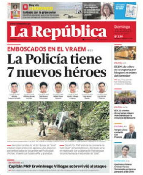 Periódico La Republica Perú Periódicos De Perú Edición De Domingo