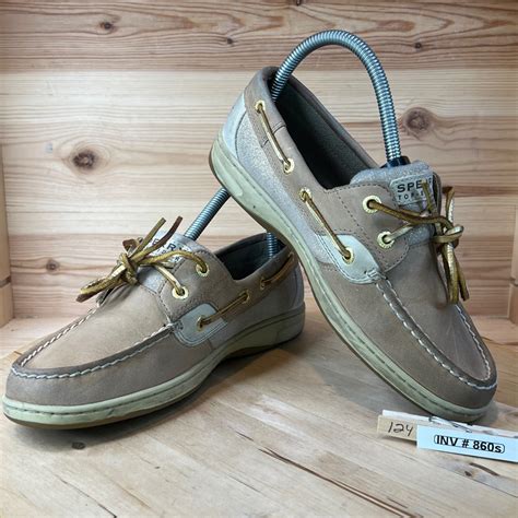 Sperry Light Brown Leather Two Eyed Boat Shoes Womens Gem