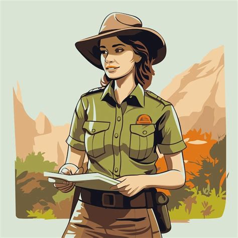 Ilustración vectorial de un explorador de safari con un mapa en la mano