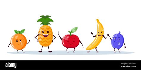 Funny Fruit Characters Vector Illustration Stock Vector Image And Art