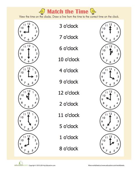 Time Clock Worksheet For Grade 1