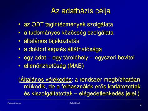 PPT ORSZÁGOS DOKTORI ADATBÁZIS Közeli és a távolabbi tervek