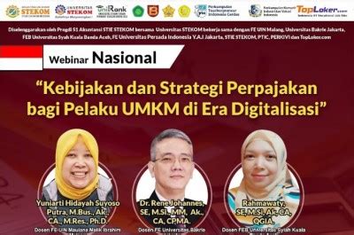 Webinar Nasional Kebijakan Dan Strategi Perpajakan Bagi Pelaku Umkm Di