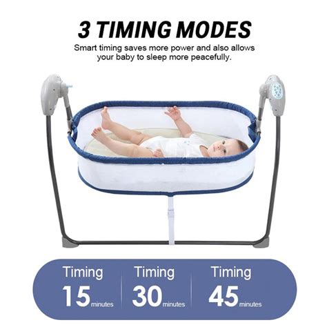 Electric Baby Cot Swing Grey Color Automatic Cradle Bed