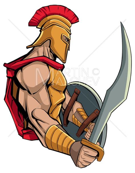 Spartan Warrior Vector Illustration Greek Mars Ares God Athlete