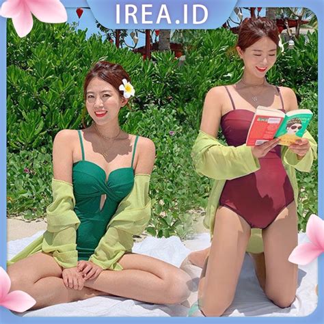 Jual Swimsuit Wanita Gaya Korea Tali Bisa Di Adjust Backless Bikini