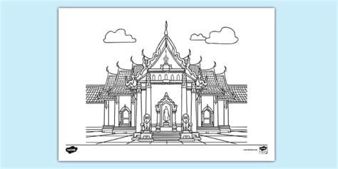 Buddhist Temple Colouring Sheets Teacher Made Twinkl