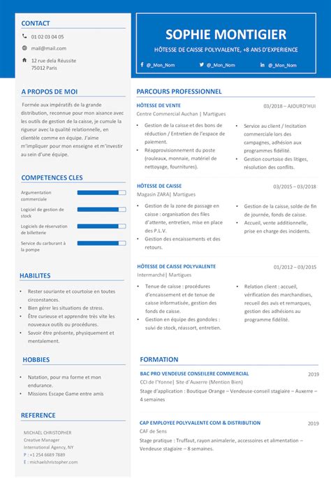 Cv Sans Photo Exemples De Cv Gratuits T L Charger