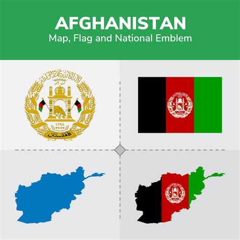 Premium Vector | Afghanistan Map Flag and National Emblem