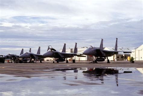 A left front view of F-15 Eagle aircraft from the 49th Tactical Fighter ...