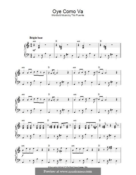 Oye Como Va Santana By T Puente Sheet Music On Musicaneo