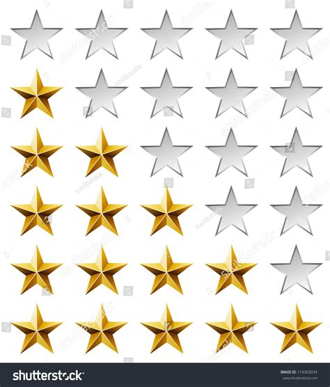 Golden Stars Rating Template Isolated On Stock Vector 114303034