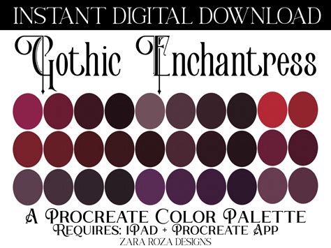 Gothic Enchantress Procreate Palette Grafika Przez Zararozadesigns