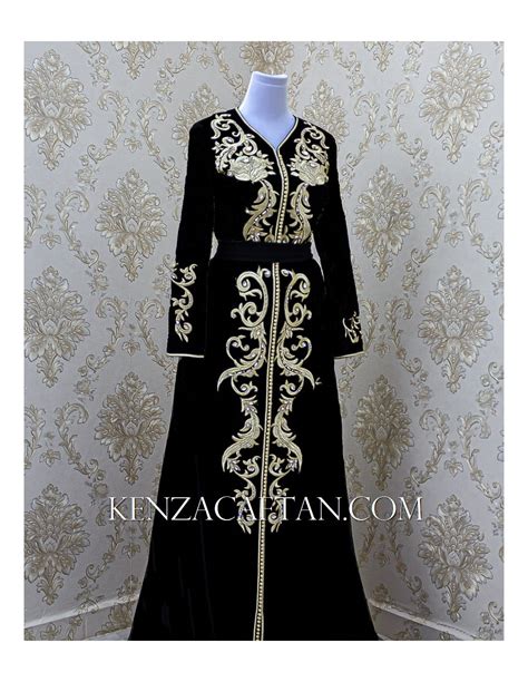 Caftan Marocain Noir By Kenzacaftan Caftan Velours