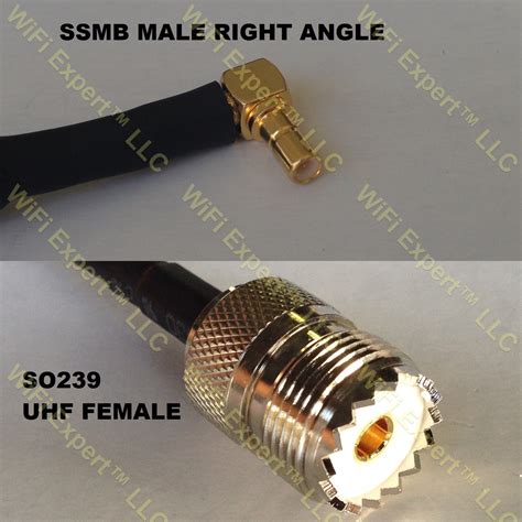 LMR100 SSMB Male Angle To SO239 UHF Female Coaxial RF Pigtail Cable