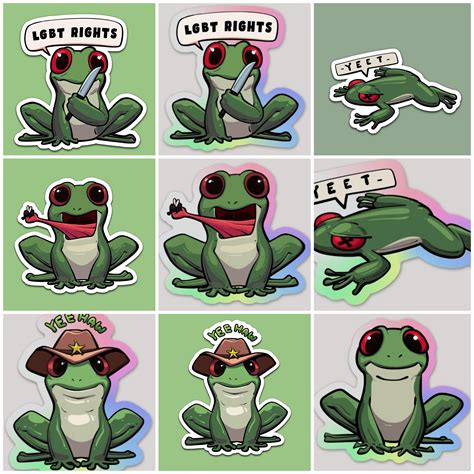 my new collection of stickers I made :)) : r/frog