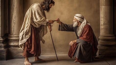 Premium Ai Image Divine Compassion Jesus Healing The Blind Man