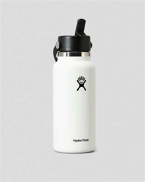 Shop Hydro Flask 32oz Wide Mouth With Flex Straw Cap In White Fast Shipping And Easy Returns