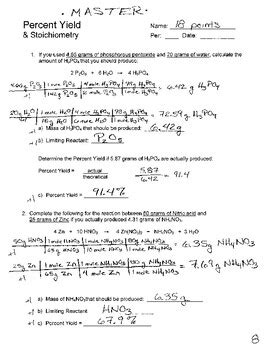 Percent Yield Stoichiometry By Science And The Big Ideas Tpt