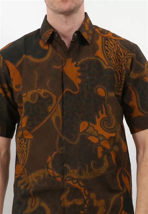 Jual Batik Kedu Kemeja Batik Katun Lengan Pendek Motif ARSA Tosca Batik