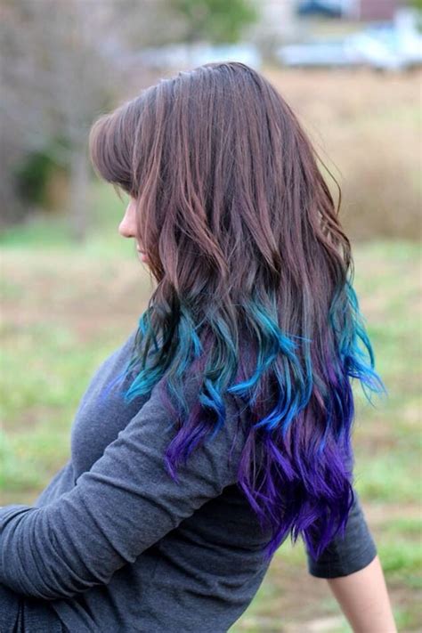 Blue And Purple Ombre Hair Tips Dyed Blue Purple Hair Tips Short Purple Hair Hair Dye Tips