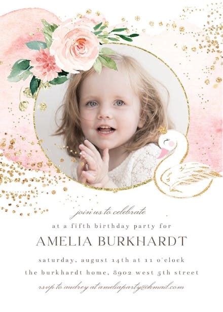 Swan In The Sky Birthday Invitation Template Greetings Island