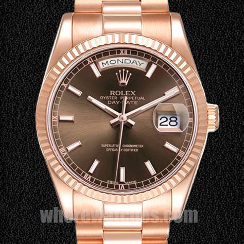 Rolex Day Date 36mm 118235 Pour Des Hommes Automatique Cadran Marron Replica Watches Acheter