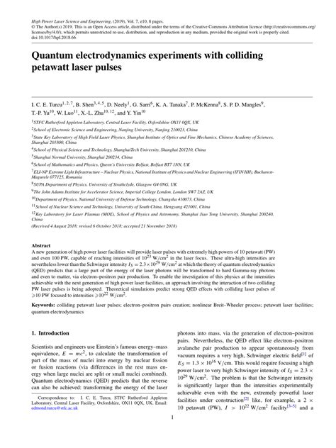 (PDF) Quantum electrodynamics experiments with colliding petawatt laser ...