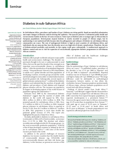 Pdf Diabetes In Sub Saharan Africa