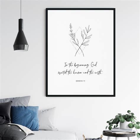 Genesis 1:1 KJV Bible Verse Wall Art Modern Minimalist | Etsy