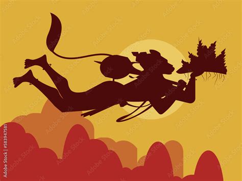 Lord Hanuman flying with carrying a large hill.vector illustration ...