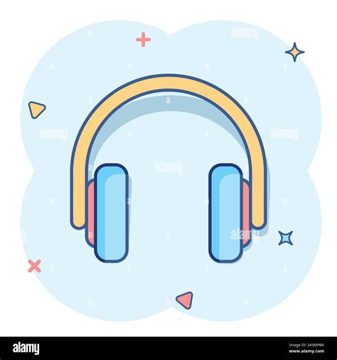 Headphone Headset Icon In Comic Style Headphones Vector Cartoon