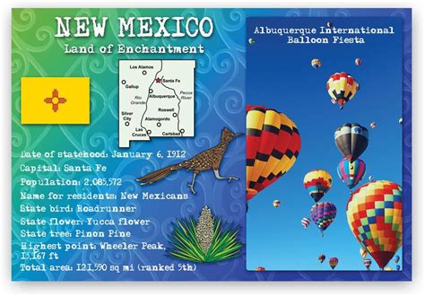 New Mexico State Facts Postcard Set Of 20 Identical