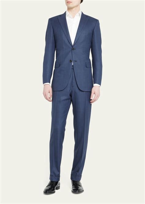 Brioni Mens Super 180s Plaid Wool Suit Editorialist