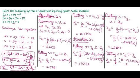 Gauss Seidel Method Examples Solution Of System Of Linear Equations