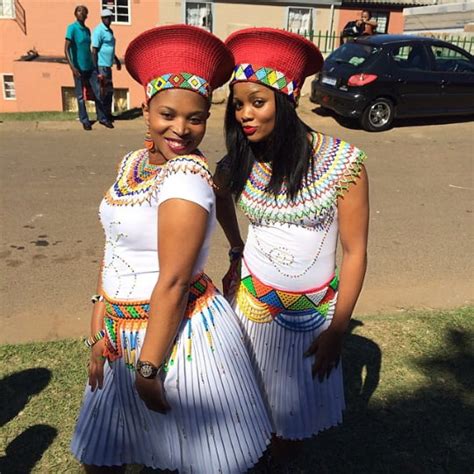 Umemulo Traditional Attire With Red Isicholo Beaded Hats Clipkulture