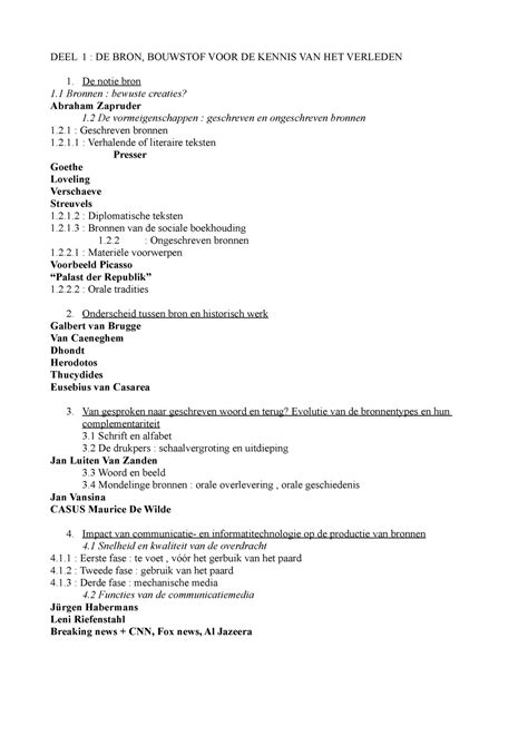 Historische Kritiek Schema DEEL 1 DE BRON BOUWSTOF VOOR DE KENNIS