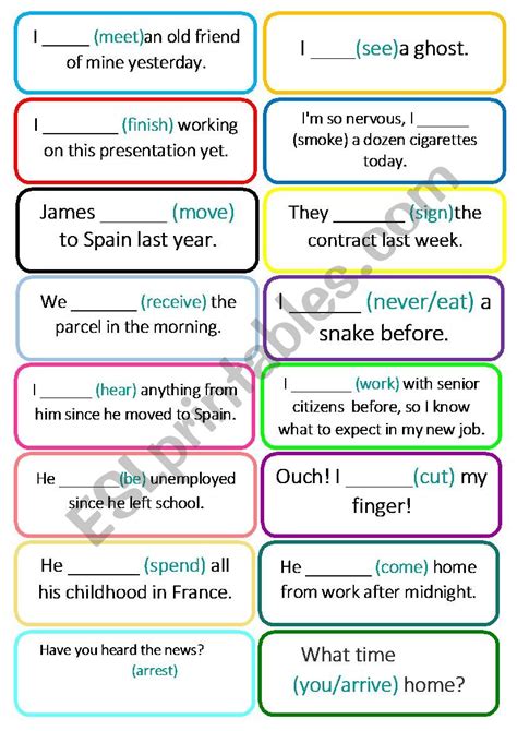 Past Simple Speaking Cards Bd