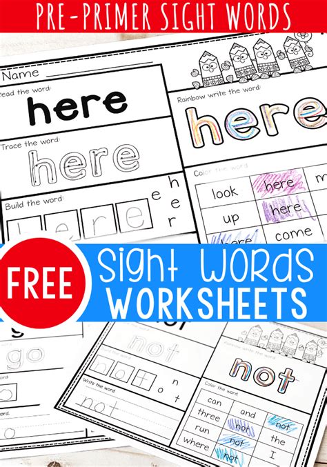 Pre K Sight Words Printables