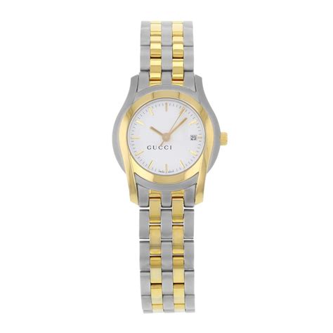 Gucci 5500l White Dial Two Tone Stainless Steel Quartz Ladies Watch Ya055528 At 1stdibs